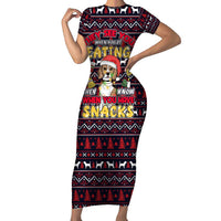 Beagle Dog They Know When You Have Snacks Christmas Short Sleeve Bodycon Dress Xmas Holiday Patterns - Wonder Print Shop