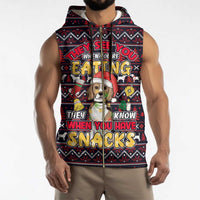 Beagle Dog They Know When You Have Snacks Christmas Sleeveless Zip Hoodie Xmas Holiday Patterns - Wonder Print Shop