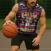 Beagle Dog They Know When You Have Snacks Christmas Sleeveless Zip Hoodie Xmas Holiday Patterns - Wonder Print Shop