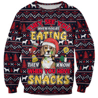 Beagle Dog They Know When You Have Snacks Christmas Sweatshirt Xmas Holiday Patterns - Wonder Print Shop