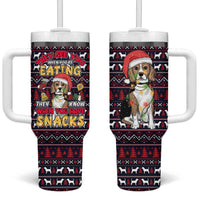 Beagle Dog They Know When You Have Snacks Christmas Tumbler With Handle Xmas Holiday Patterns - Wonder Print Shop
