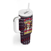 Beagle Dog They Know When You Have Snacks Christmas Tumbler With Handle Xmas Holiday Patterns - Wonder Print Shop