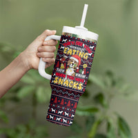 Beagle Dog They Know When You Have Snacks Christmas Tumbler With Handle Xmas Holiday Patterns - Wonder Print Shop