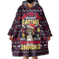 Beagle Dog They Know When You Have Snacks Christmas Wearable Blanket Hoodie Xmas Holiday Patterns - Wonder Print Shop