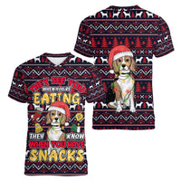 Beagle Dog They Know When You Have Snacks Christmas Women V-Neck T-Shirt Xmas Holiday Patterns - Wonder Print Shop