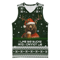 Bear Hunting and Beer Christmas Basketball Jersey Xmas Holiday Patterns - Wonder Print Shop