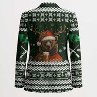 Bear Hunting and Beer Christmas Blazer Xmas Holiday Patterns - Wonder Print Shop