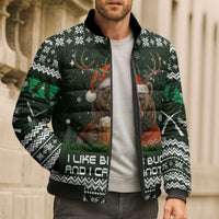 Bear Hunting and Beer Christmas Bomber Puffer Jacket Xmas Holiday Patterns - Wonder Print Shop