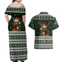 Bear Hunting and Beer Christmas Couples Matching Off Shoulder Maxi Dress and Hawaiian Shirt Xmas Holiday Patterns - Wonder Print Shop