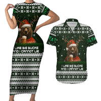 Bear Hunting and Beer Christmas Couples Matching Short Sleeve Bodycon Dress and Hawaiian Shirt Xmas Holiday Patterns - Wonder Print Shop