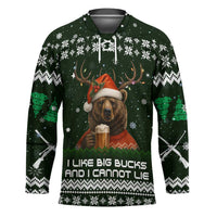 Bear Hunting and Beer Christmas Hockey Jersey Xmas Holiday Patterns - Wonder Print Shop