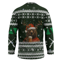 Bear Hunting and Beer Christmas Hockey Jersey Xmas Holiday Patterns - Wonder Print Shop