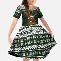 Bear Hunting and Beer Christmas Kid Short Sleeve Dress Xmas Holiday Patterns - Wonder Print Shop