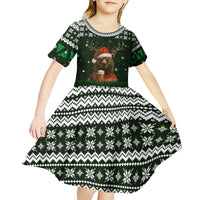 Bear Hunting and Beer Christmas Kid Short Sleeve Dress Xmas Holiday Patterns - Wonder Print Shop