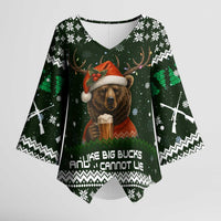 Bear Hunting and Beer Christmas Kimono Sleeve Blouse Xmas Holiday Patterns - Wonder Print Shop