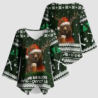 Bear Hunting and Beer Christmas Kimono Sleeve Blouse Xmas Holiday Patterns - Wonder Print Shop
