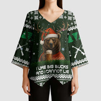 Bear Hunting and Beer Christmas Kimono Sleeve Blouse Xmas Holiday Patterns - Wonder Print Shop