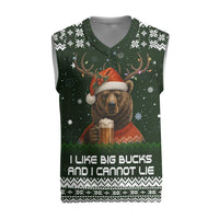 Bear Hunting and Beer Christmas Knitted V-Neck Vest Xmas Holiday Patterns - Wonder Print Shop