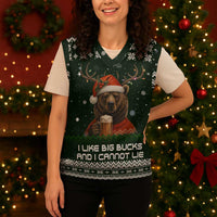 Bear Hunting and Beer Christmas Knitted V-Neck Vest Xmas Holiday Patterns - Wonder Print Shop