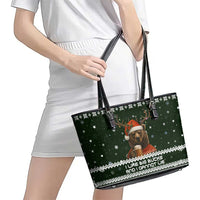 Bear Hunting and Beer Christmas Leather Tote Bag Xmas Holiday Patterns - Wonder Print Shop