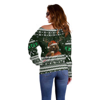 Bear Hunting and Beer Christmas Off Shoulder Sweater Xmas Holiday Patterns - Wonder Print Shop