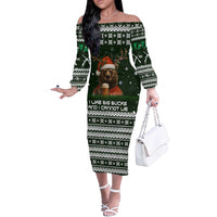 Bear Hunting and Beer Christmas Off The Shoulder Long Sleeve Dress Xmas Holiday Patterns - Wonder Print Shop