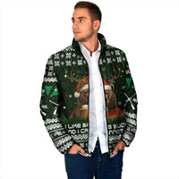 Bear Hunting and Beer Christmas Padded Jacket Xmas Holiday Patterns - Wonder Print Shop