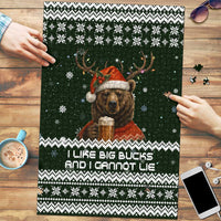 Bear Hunting and Beer Christmas Puzzle Xmas Holiday Patterns - Wonder Print Shop