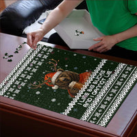 Bear Hunting and Beer Christmas Puzzle Xmas Holiday Patterns - Wonder Print Shop