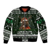 Bear Hunting and Beer Christmas Sleeve Zip Bomber Jacket Xmas Holiday Patterns - Wonder Print Shop