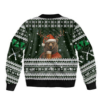 Bear Hunting and Beer Christmas Sleeve Zip Bomber Jacket Xmas Holiday Patterns - Wonder Print Shop