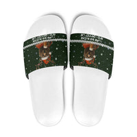 Bear Hunting and Beer Christmas Slide Sandals Xmas Holiday Patterns - Wonder Print Shop