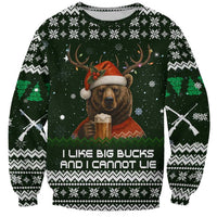 Bear Hunting and Beer Christmas Sweatshirt Xmas Holiday Patterns - Wonder Print Shop