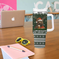 Bear Hunting and Beer Christmas Tumbler With Handle Xmas Holiday Patterns - Wonder Print Shop