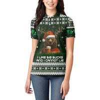 Bear Hunting and Beer Christmas Women Polo Shirt Xmas Holiday Patterns - Wonder Print Shop