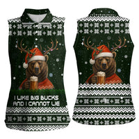 Bear Hunting and Beer Christmas Women Sleeveless Polo Shirt Xmas Holiday Patterns - Wonder Print Shop