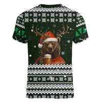 Bear Hunting and Beer Christmas Women V-Neck T-Shirt Xmas Holiday Patterns - Wonder Print Shop