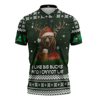 Bear Hunting and Beer Christmas Zipper Polo Shirt Xmas Holiday Patterns - Wonder Print Shop