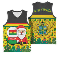 Ghana Christmas Basketball Jersey with Santa Ornament National Coat of Arms and Festive - Wonder Print Shop