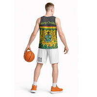 Ghana Christmas Basketball Jersey with Santa Ornament National Coat of Arms and Festive - Wonder Print Shop