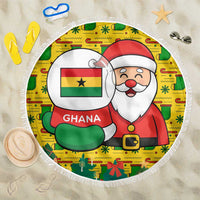 Ghana Christmas Beach Blanket with Santa Ornament National Coat of Arms and Festive - Wonder Print Shop