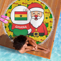 Ghana Christmas Beach Blanket with Santa Ornament National Coat of Arms and Festive - Wonder Print Shop