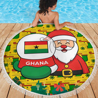 Ghana Christmas Beach Blanket with Santa Ornament National Coat of Arms and Festive - Wonder Print Shop