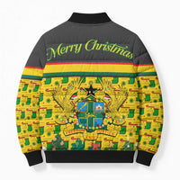 Ghana Christmas Bomber Puffer Jacket with Santa Ornament National Coat of Arms and Festive - Wonder Print Shop