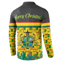 Ghana Christmas Button Sweatshirt with Santa Ornament National Coat of Arms and Festive - Wonder Print Shop