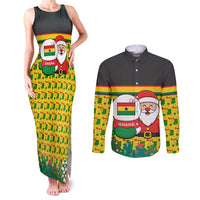 Ghana Christmas Couples Matching Tank Maxi Dress and Long Sleeve Button Shirt with Santa Ornament National Coat of Arms and Festive - Wonder Print Shop