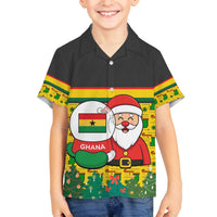 Ghana Christmas Family Matching Off The Shoulder Long Sleeve Dress and Hawaiian Shirt with Santa Ornament National Coat of Arms and Festive - Wonder Print Shop