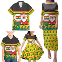 Ghana Christmas Family Matching Puletasi and Hawaiian Shirt with Santa Ornament National Coat of Arms and Festive - Wonder Print Shop