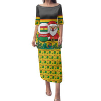 Ghana Christmas Family Matching Puletasi and Hawaiian Shirt with Santa Ornament National Coat of Arms and Festive - Wonder Print Shop