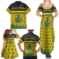Ghana Christmas Family Matching Summer Maxi Dress and Hawaiian Shirt with Santa Ornament National Coat of Arms and Festive - Wonder Print Shop